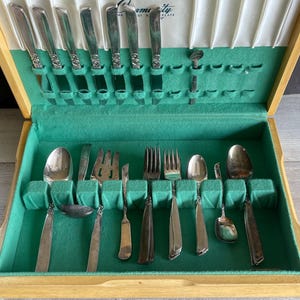 Vintage South Seas Flatware in Box -Vintage Nobility Plate Oneida 1950s Community Silverware Set