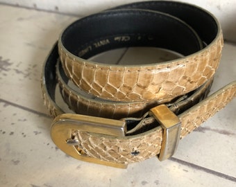 Vintage  Belt Tan Karen Scott Snakeskin -Size Medium