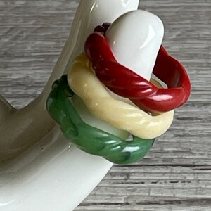 Vintage Avon Stacking Rings - Red Yellow Green Autumnal Woven Plastic ...