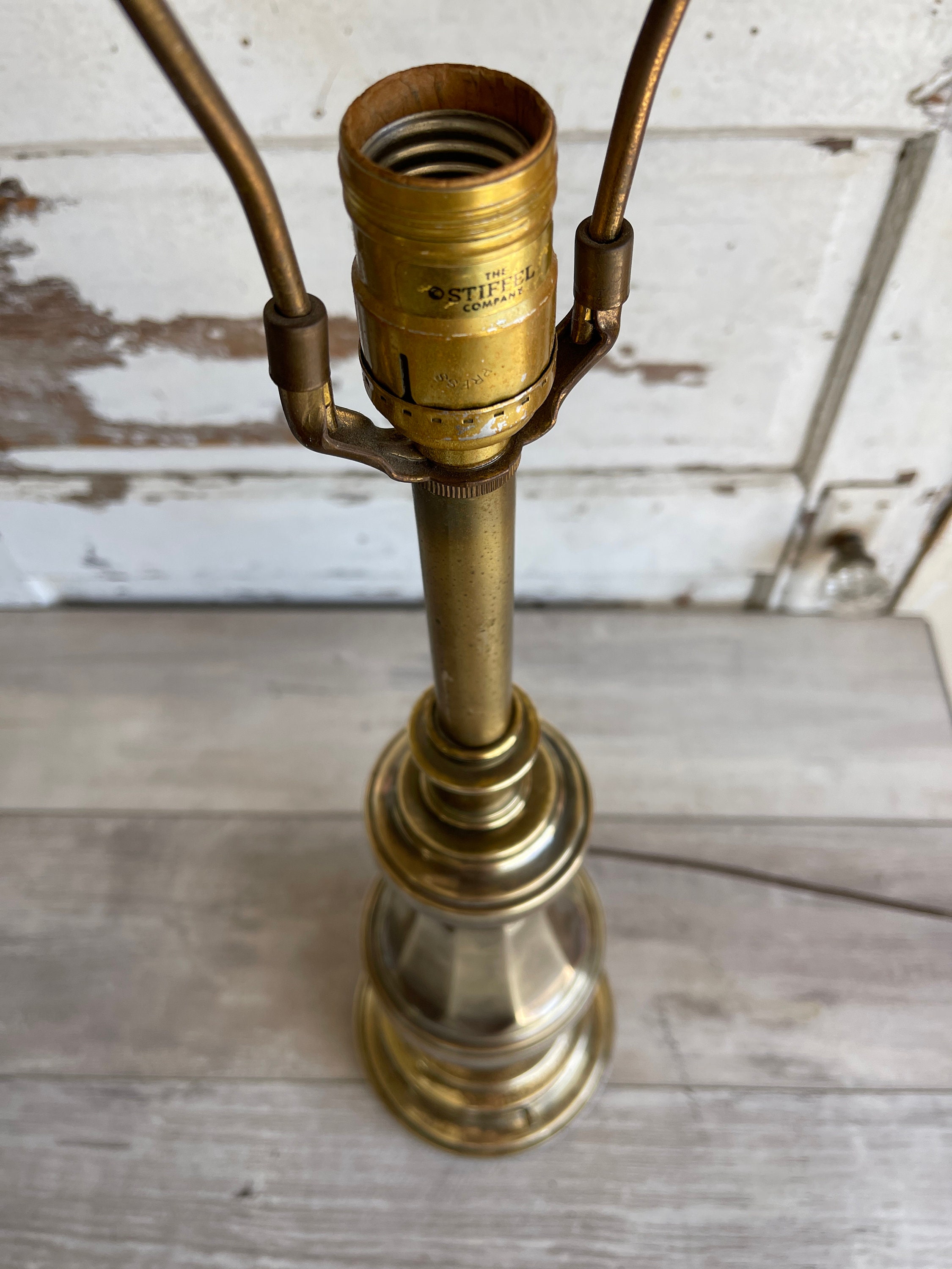 Vintage Stiffel Brass Lamp 24 Inch Lamp Dimmable 3x Shade Sold