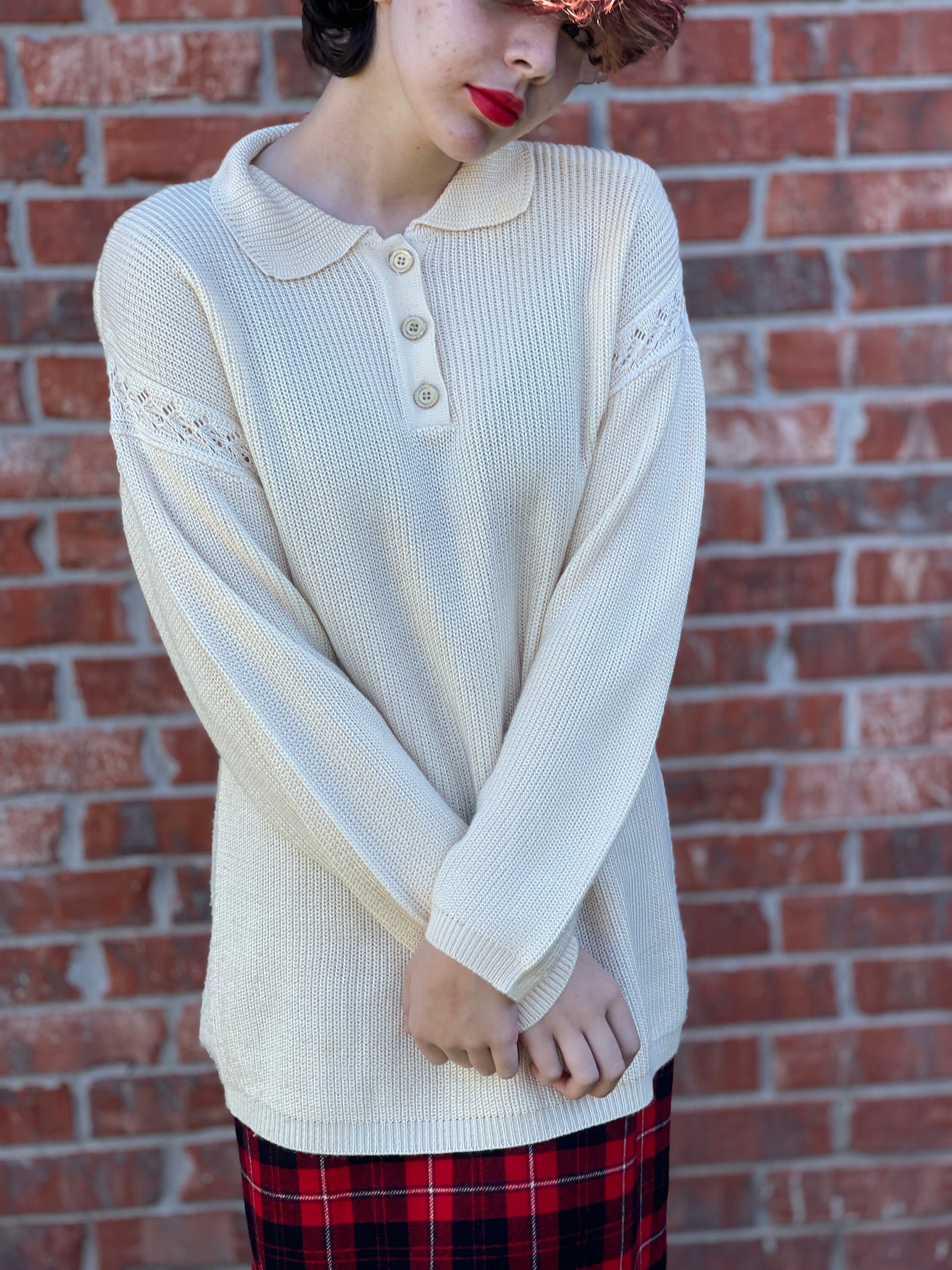 90s jacquard paris knit sweater France製 90s jacquard Paris knit sweater, made in France Crewneck