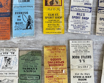 Antique Matchbook Covers - 1940s, 1950s Camping and Fishing -West Coast Oregon