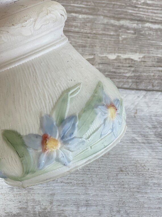 Vintage Hand Painted Frosted Glass Light Fixture Shade Blue Etsy