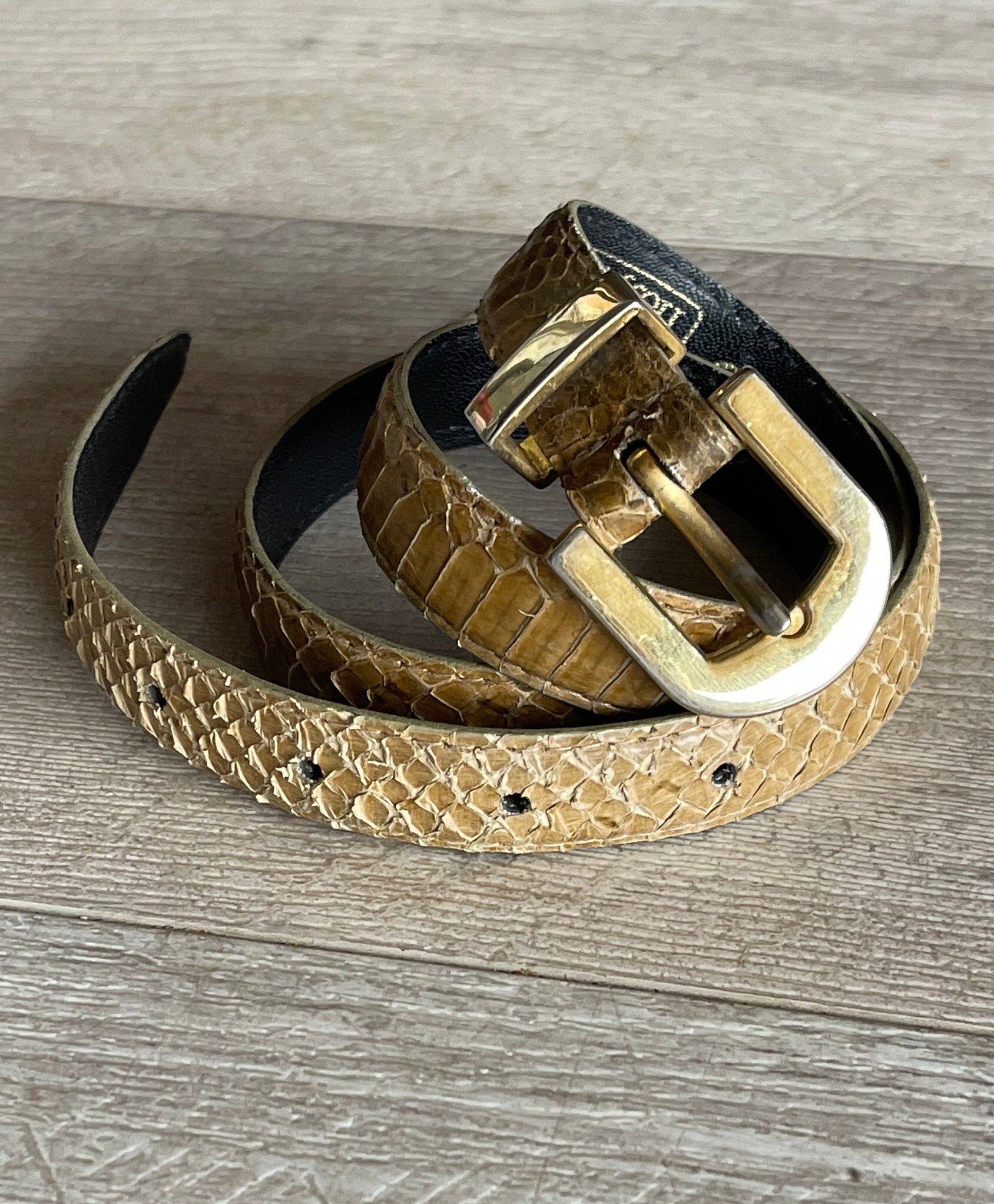 Karen Scott Women’s White Croco Pattern Leather Belt Gold Buckle Medium Chara Leather Belt in White Croc Embossed | L main image 2