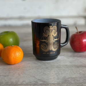 Vintage Fire King Zodiac Mug - Libra - Sept 24 - Oct 23 Anchor Hocking