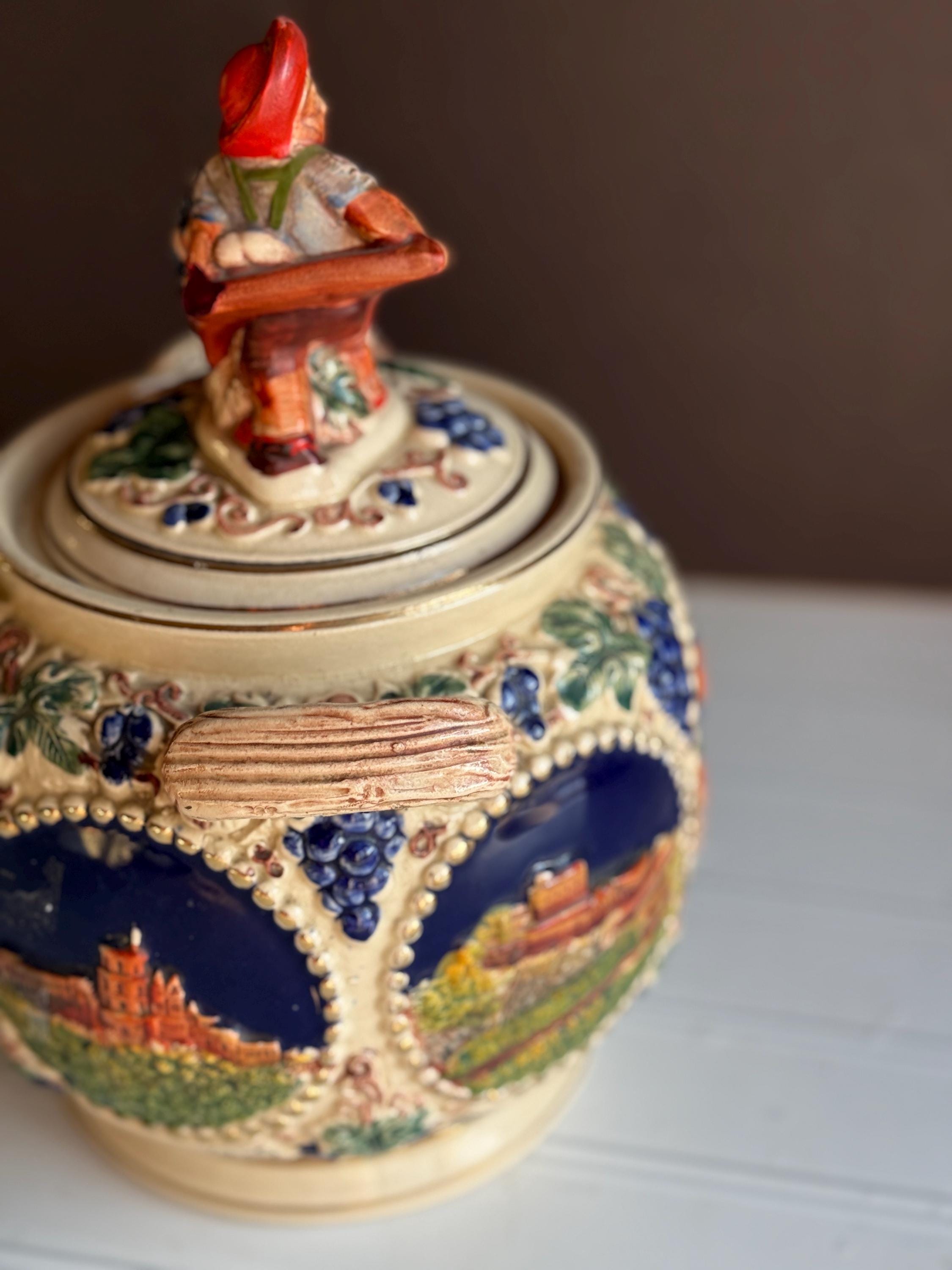 Vintage German Biscuit Jar/cookie Jar - Handgemalt Gertz Hand