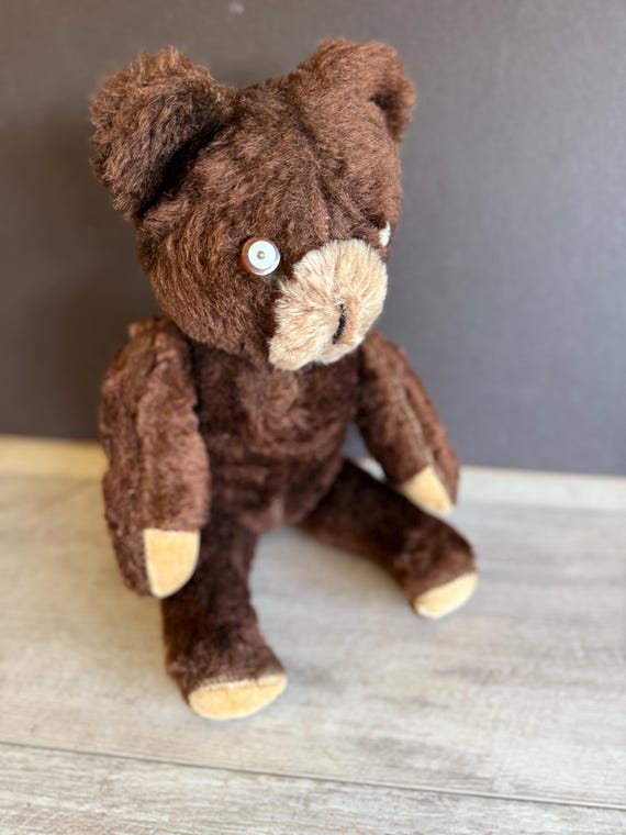 Antique Knickerbocker Bear Stuffed Mohair Jointed 14 Inch - as Is