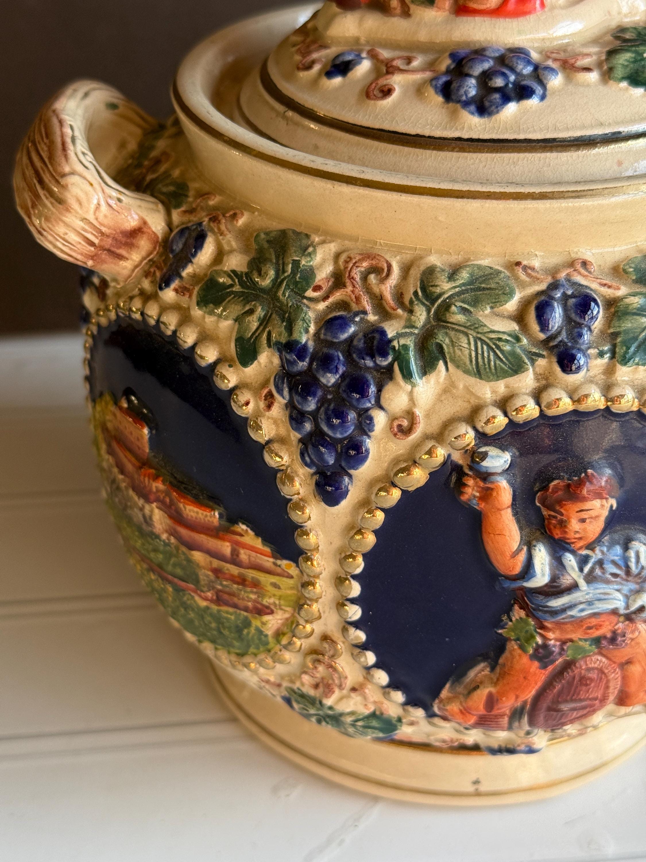 Vintage German Biscuit Jar/cookie Jar - Handgemalt Gertz Hand