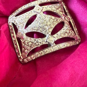 Vintage Rhinestone Belt Buckle - Old Art Deco Rose Cut 1920s
