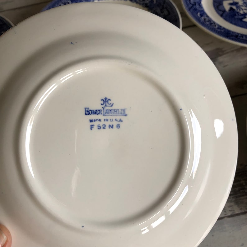 Old and Lovely 6 inch Set of 12 Bread Plates Vintage Homer Laughlin Blue Willow Ware Plates