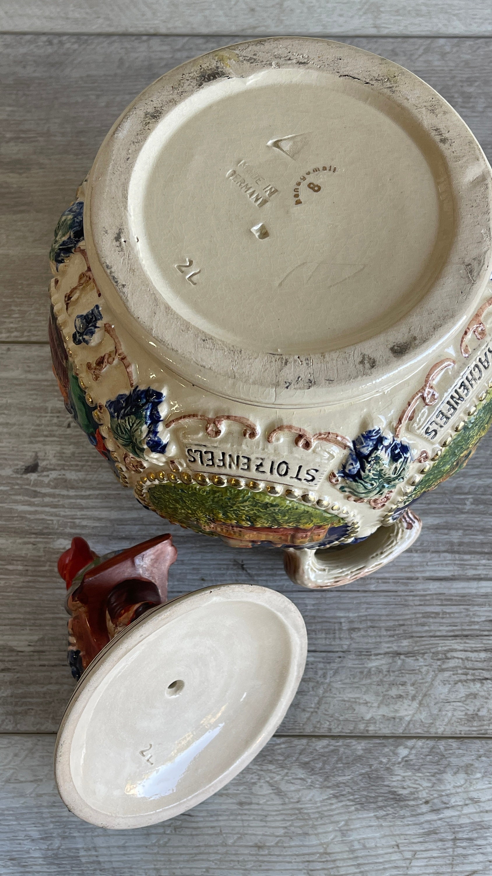 Vintage German Biscuit Jar/cookie Jar - Handgemalt Gertz Hand