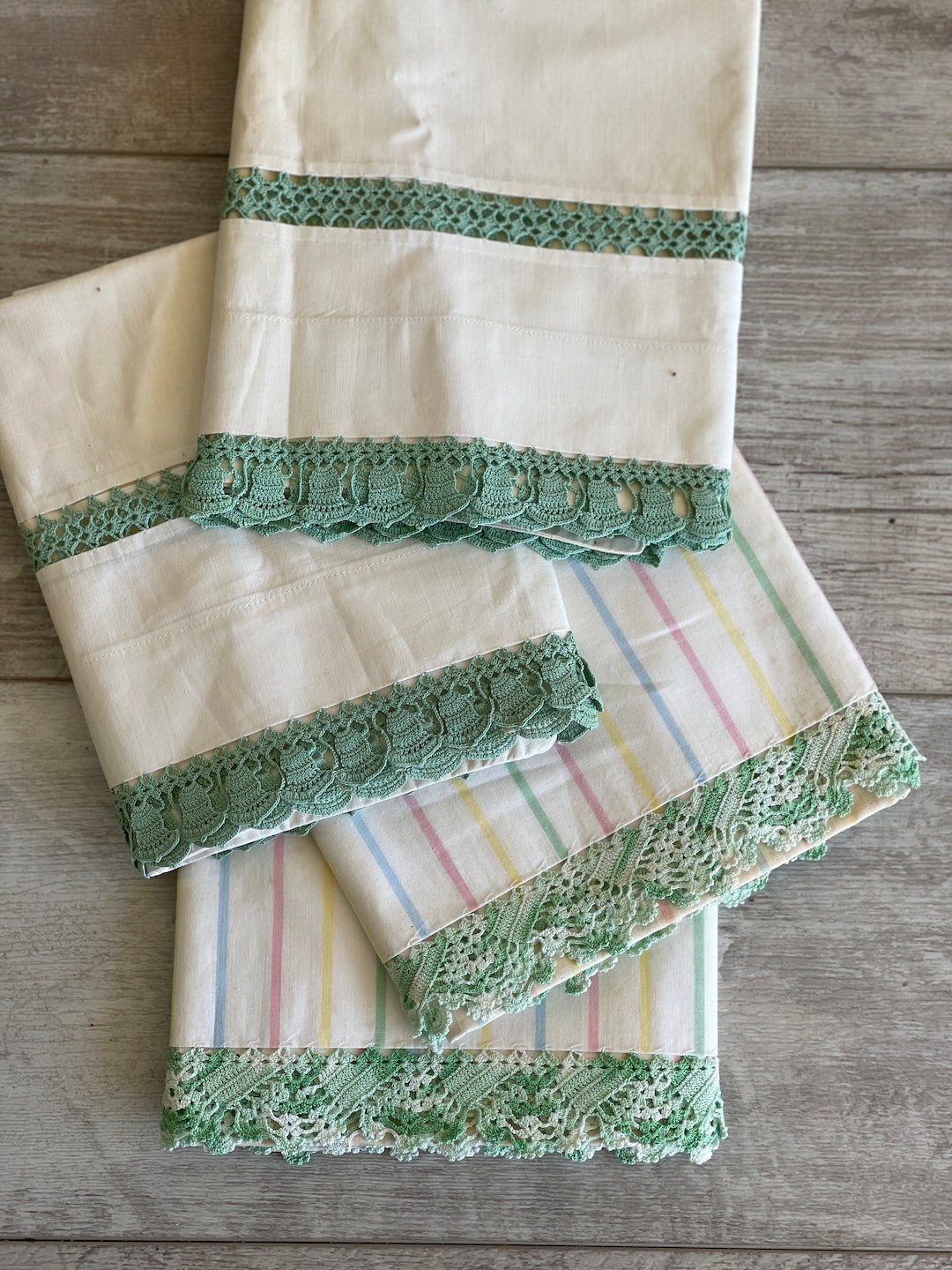 Vintage Cotton Pillowcases Embroidered Starched and Folded 2 Etsy