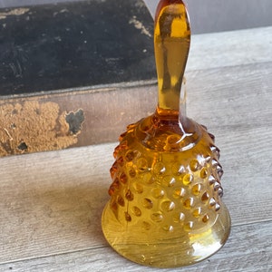 Vintage Glass Bell - Fenton Amber Hobnail - Pretty Golden Glass