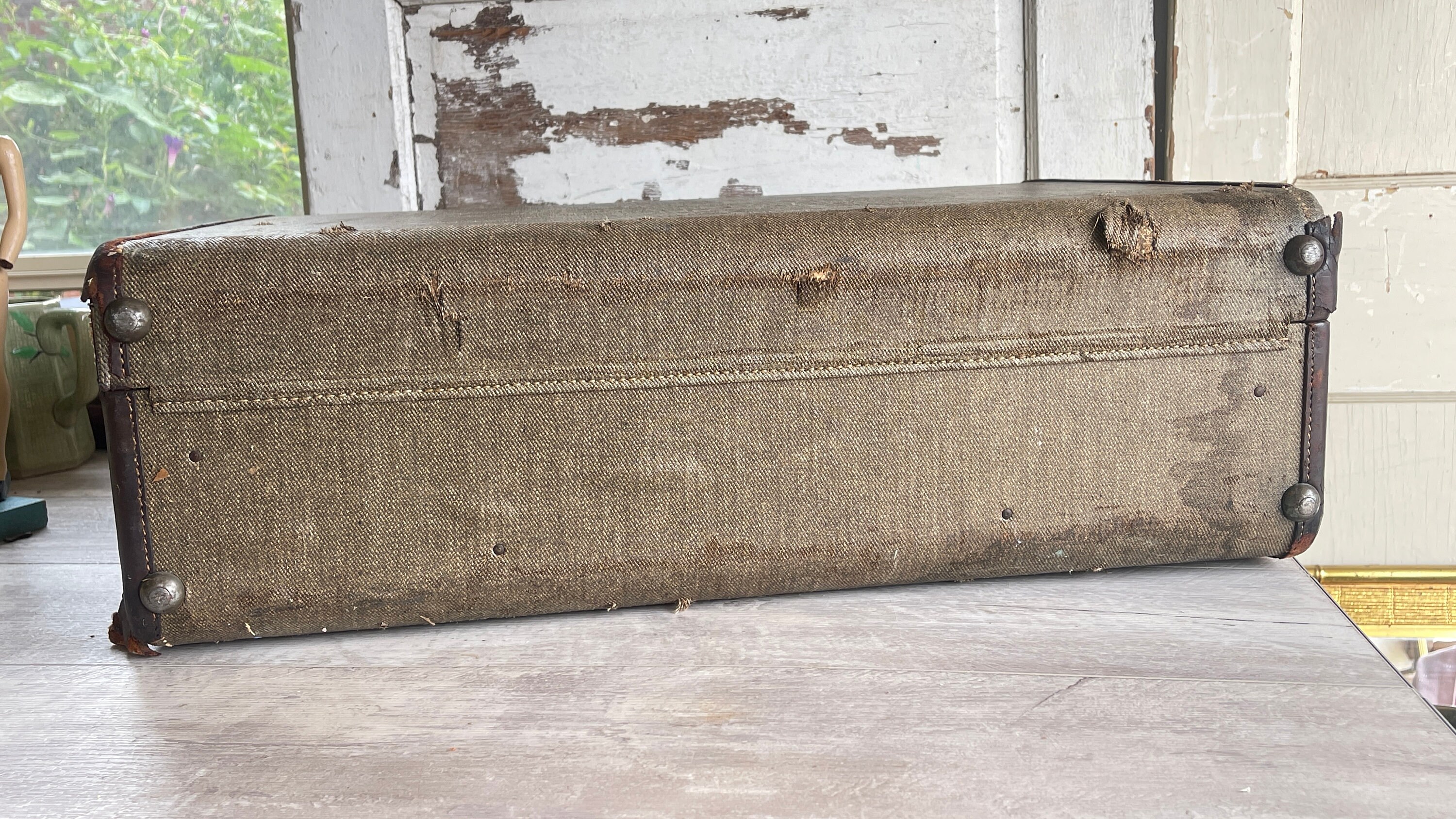 Vintage Suitcase Hartmann Brass Buckle Houndstooth Luggage