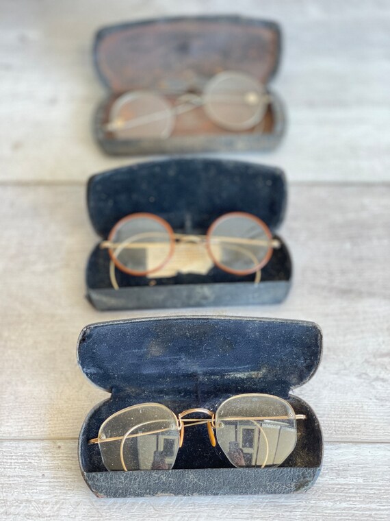 Vintage Eyeglasses Spectacles Wire Rim 1940s Gold… - image 2