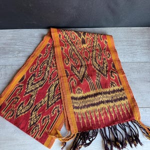 vintage Cotton Ikat Flat Woven Tapestry Table Runner