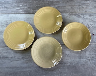 Vintage Bauer Pottery Plates Bread and Butter Ivory Yellow Ringware Monterey 6 inch -Lot of 4