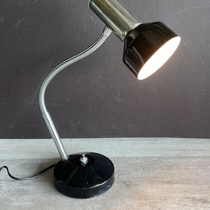 Vintage Mid Century Brass Black Desk Lamp - Pixar Light