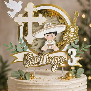 Charro Shaker Cake topper | Bautizo Topper|