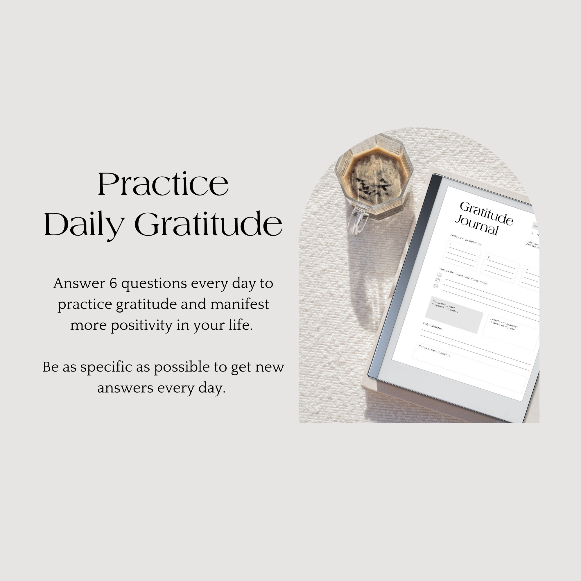 Gratitude Journal Template for Remarkable 2 – Undated Positivity ...