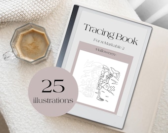 Halloween Tracing Book for reMarkable 2: 25 Spooky Illustrations (PDF Download)