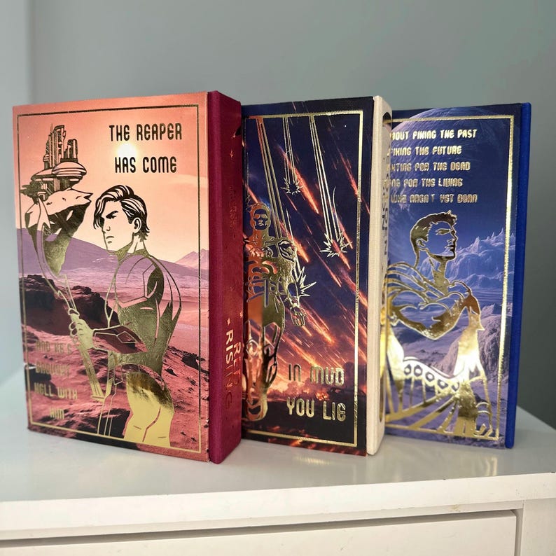 Red Rising Series Rebind | Pierce Brown Handmade Hardcover with Art on the Edges image 3