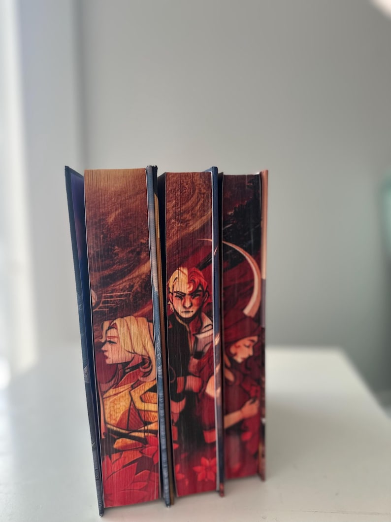 Red Rising Series Rebind | Pierce Brown Handmade Hardcover with Art on the Edges image 2