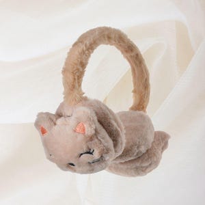 Flauschige Kitty Katze Kinder Ohrenwärmer, Ohrenwärmer, weich, bezaubernd, niedlich, pelzig, warm, Kinder Winter Accessoires, Winterkleidung, Kawaii-Stil