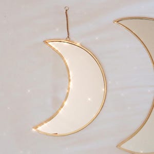 Moon Mirror, Gold Moon Mirror Edged in Brass, Brass Mirror, Moon, Celestial Home Decor, Bedroom, Kid&#39;s Nursery Room, Boho Wall Decor, Gift
