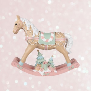 Pastel Christmas Rocking Horse Toy, Dreamy Room Accent, Nostalgic, Kid&#39;s, Fairytale, Magical, Nursery Room Decor, Infant, Baby Shower Gift