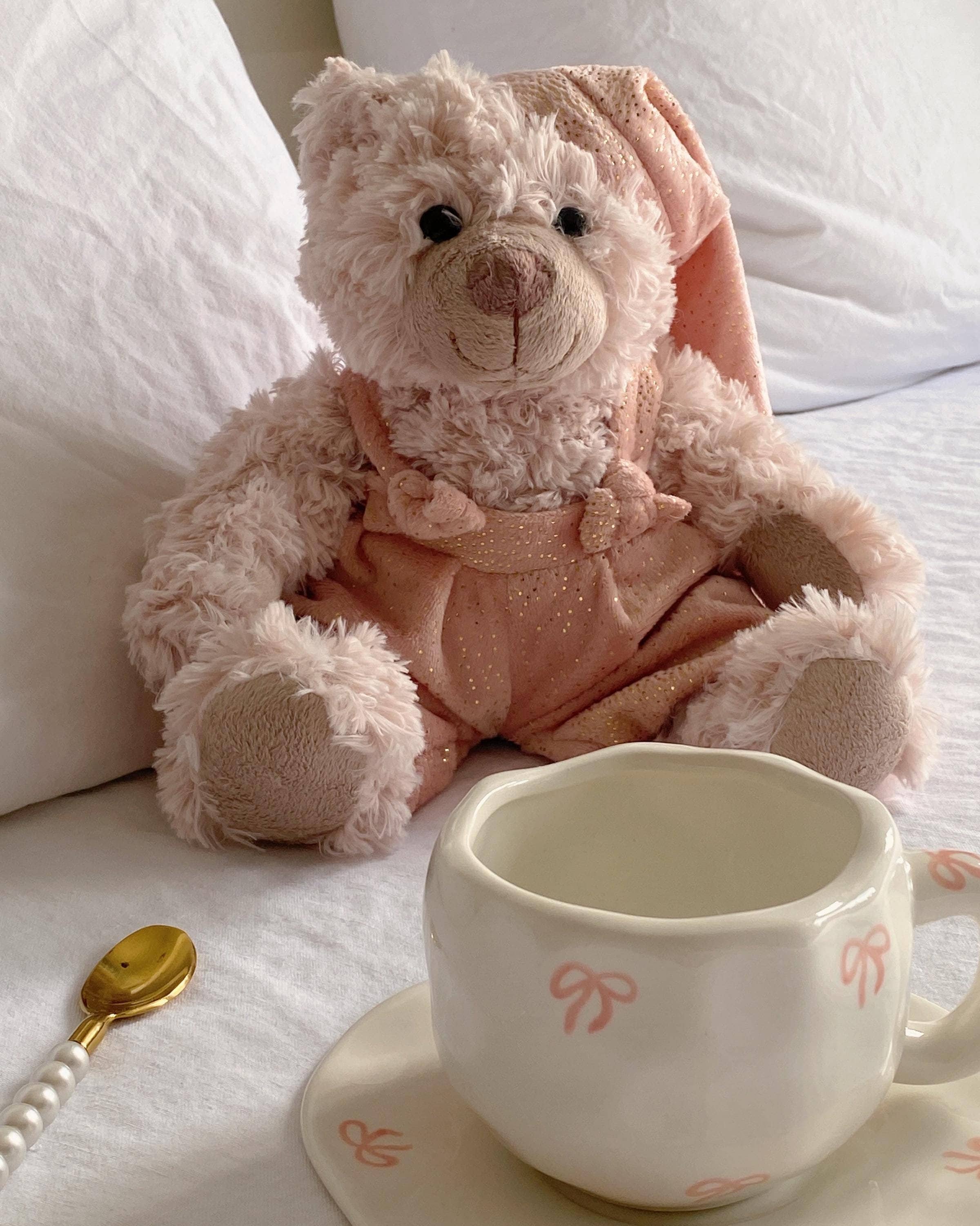 Velvet Pink Teddy Bear, Cuddly Toy, Plush, Coquette, Romantic, Luxe, Soft, Cute Kid's, Infant Room Decor, Decorative, Baby Shower Gift