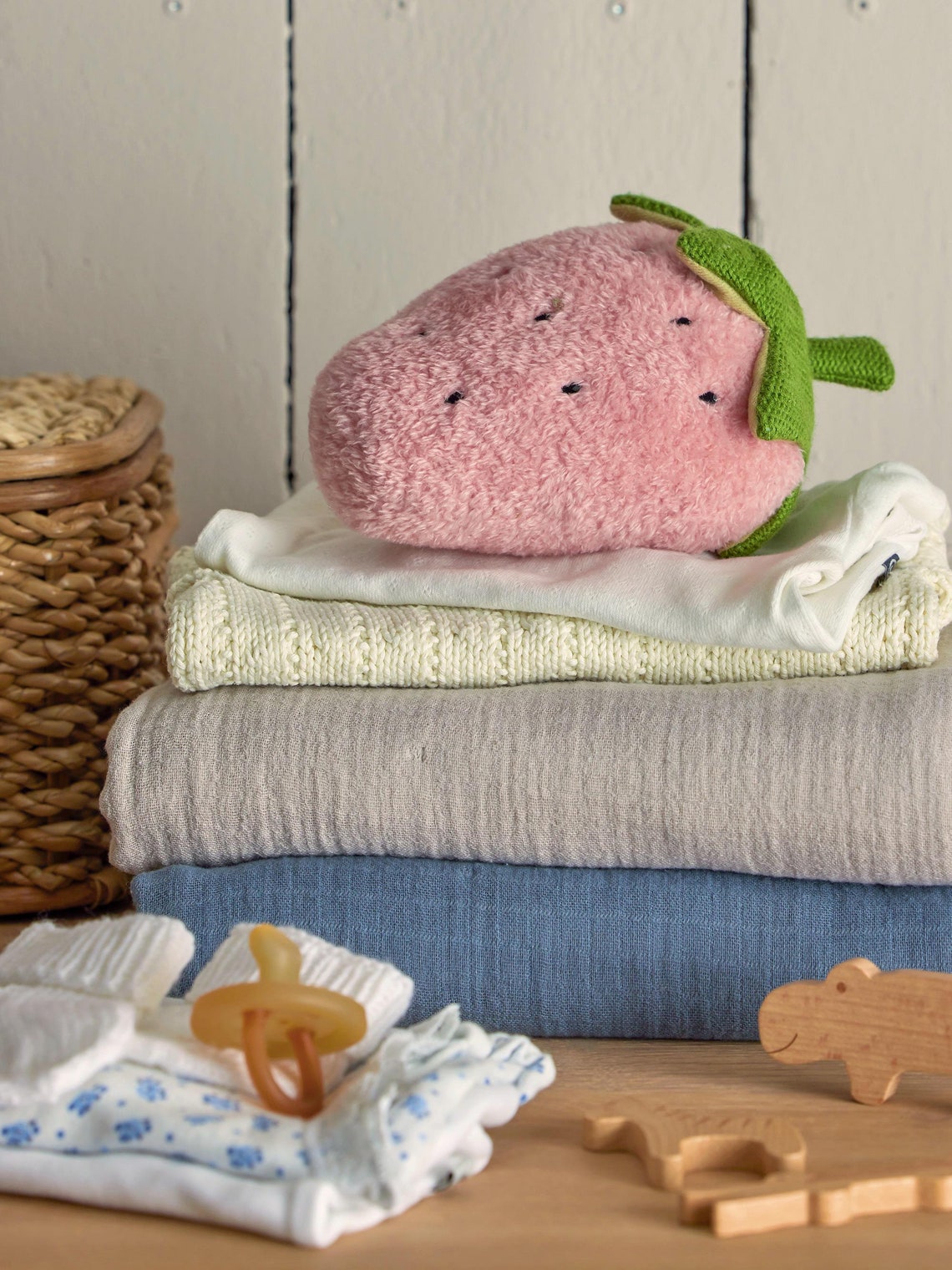 Pink Strawberry Plush Rattle Toy, Adorable, Cute, Soft, Sweet, Cuddly ...