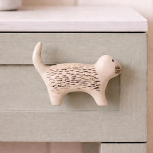 Keramik Katze vergoldeter Schubladenknauf, Kinderknauf, Kleinkind, Säugling, Kinderzimmer, Luxe, Dekorativ, Tierdekoration, niedliches Geschenk