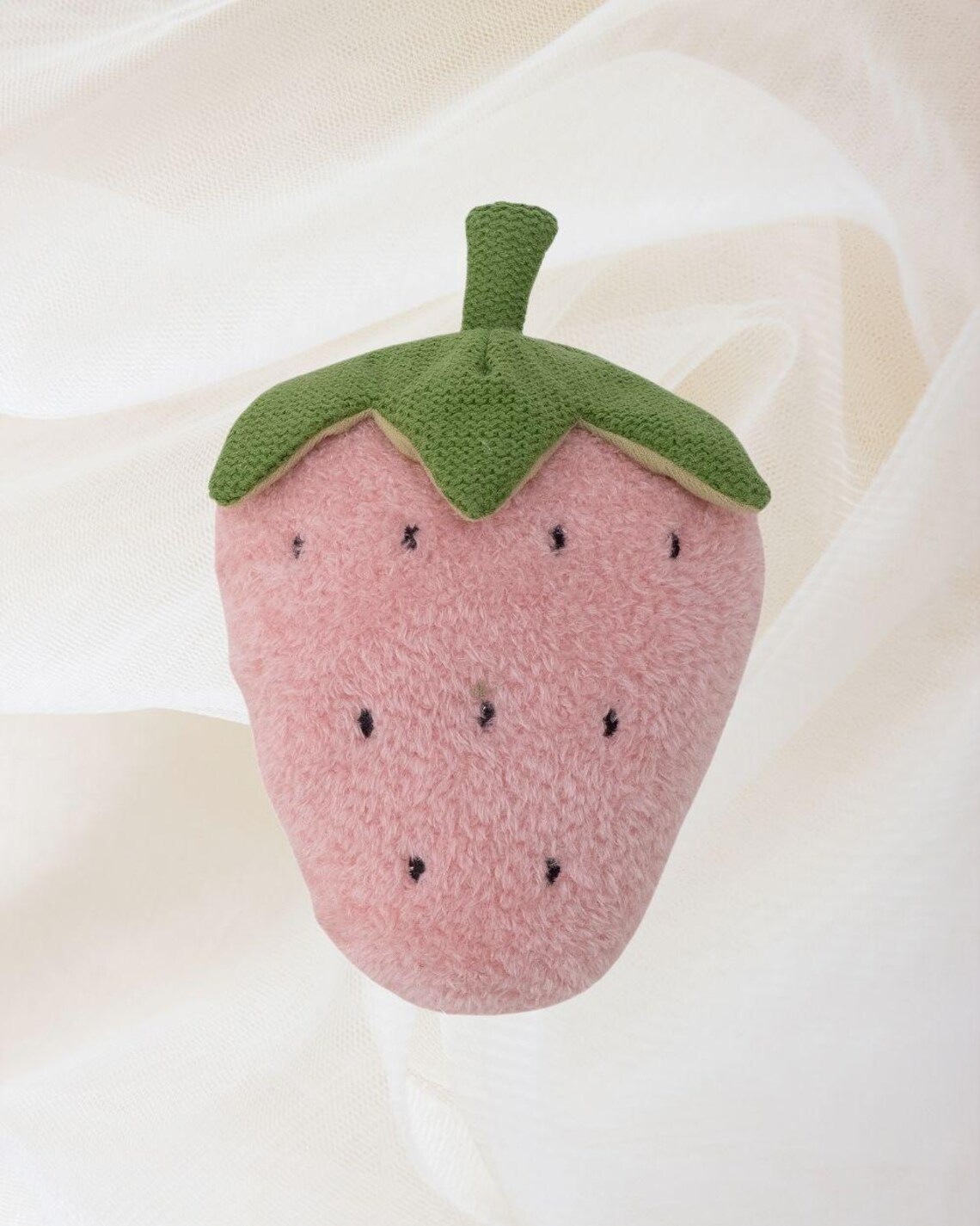 Pink Strawberry Plush Rattle Toy, Adorable, Cute, Soft, Sweet, Cuddly ...