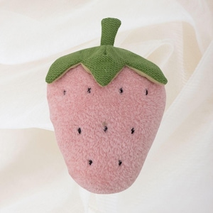 Pink Strawberry Plush Rattle Toy, Adorable, Cute, Soft, Sweet, Cuddly ...