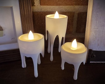 3D Printed Floating Candle Holders with Tea Lights: Halloween Decor, Set of 3