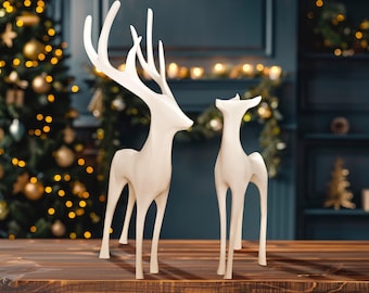 3D Printed Buck & Doe Deer Sculptures