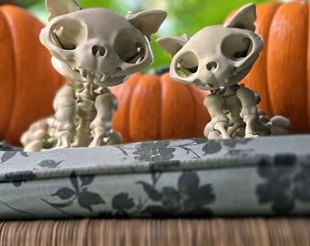 3D Printed Cat Skeleton - Posable Head & Tail!