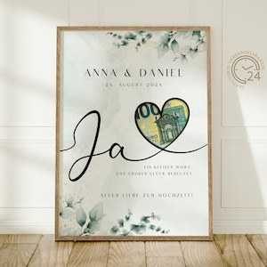 digitales Geldgeschenk Hochzeit | Hochzeitsposter | DIY Geschenk für das Brautpaar | Hochzeitsgeschenk Geld | personalisiertes Geldgeschenk