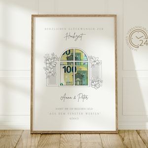 digitales Geldgeschenk Hochzeit | Hochzeitsposter | DIY Geschenk für das Brautpaar | Hochzeitsgeschenk Geld | personalisiertes Geldgeschenk