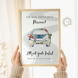 Digitale geldgift voor de eerste auto | Sjabloon voor een geldgeschenk dat u zelf kunt afdrukken | Perfect cadeau voor het behalen van je rijbewijs | PDF
