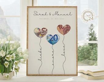 digitaal geld cadeau bruiloft | Trouwposter | DIY-cadeau voor de bruid en bruidegom | Huwelijkscadeaugeld | gepersonaliseerd geldcadeau