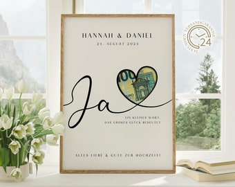 Digital wedding cash gift | Wedding poster | DIY gift for the bride and groom | Wedding cash gift | Personalized cash gift
