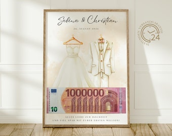 Digital wedding cash gift | Your first million | DIY gift for the bride and groom | Wedding cash gift | Personalized cash gift