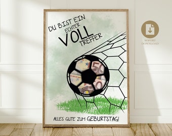 Regalo di compleanno in contanti | Regalo di compleanno creativo | Buon compleanno | Regalo in contanti per tifosi di calcio, ragazzi o ragazze | Download digitale fai da te