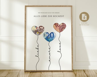 digital money gift wedding | wedding poster | DIY gift for the bride and groom | wedding gift money | last-minute instant download A4