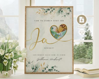 Digital cash gift for a golden wedding anniversary | DIY gift for 50 years of marriage | Gift idea money to print yourself for a wedding anniversary PDF A4