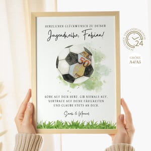personalisiertes Geldgeschenk zur Jugendweihe, Konfirmation, Kommunion, Firmung | DIY kreatives Geschenk für Mädchen, Junge Fußball Karte A4