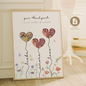 Geldgeschenk Hochzeit | Hochzeitsposter | DIY Geschenk für das Brautpaar | Hochzeitsgeschenk Geld | Last-minute Geschenk  Sofort-Download A3, A4 und A5
Zur Hochzeit lasst Liebe wachsen.