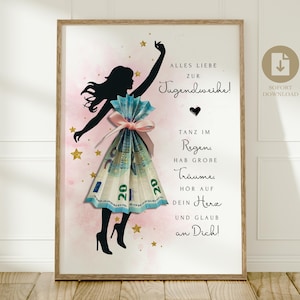 Creative money gift for confirmation | DIY original gift for girls, godchildren | Instant digital download craft template money A4